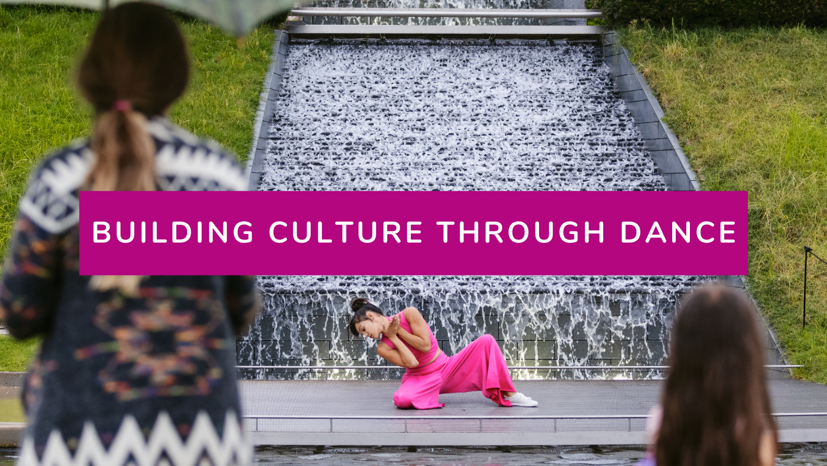 Building Culture Through Dance, About Frame Dance Productions, woman dancing at waterfall while others watch
